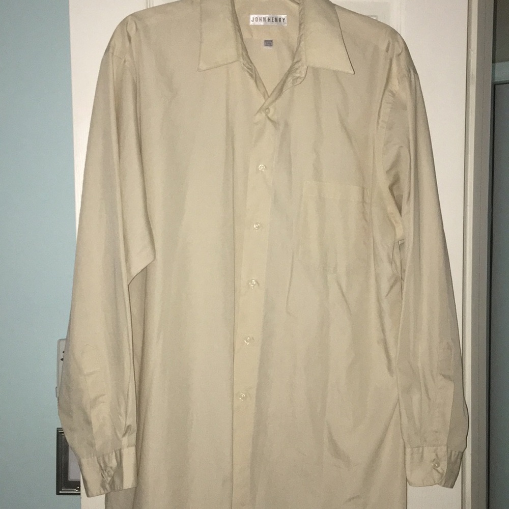 John Henry Beige Button Down Shirt